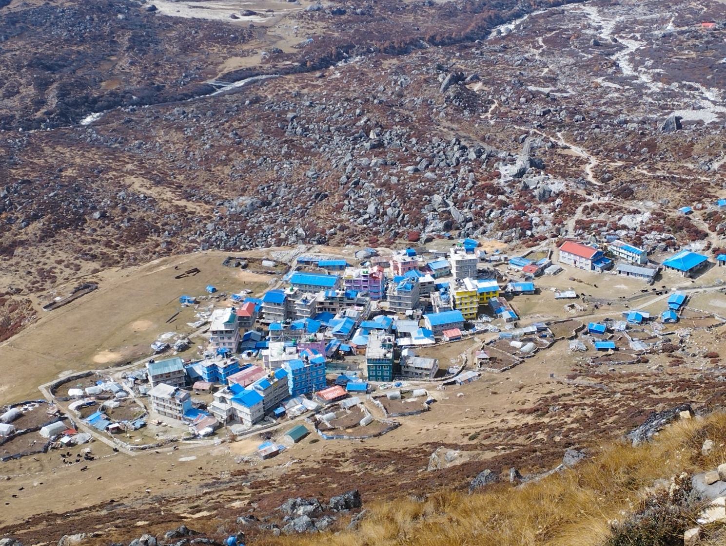 Kyanjin Gompa lodges on the way from Kyanjin Ri