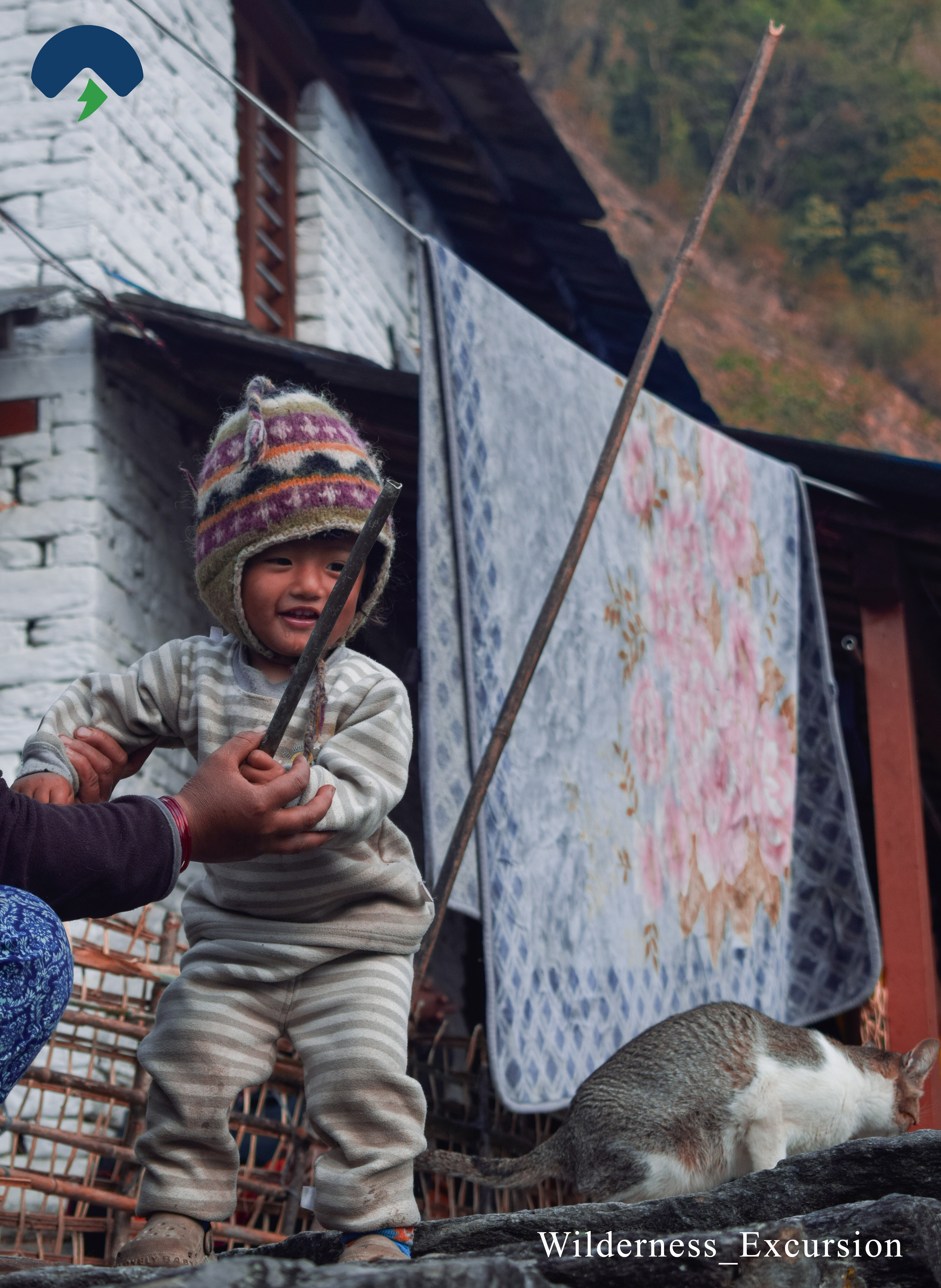 Playful child at Chhomrong village