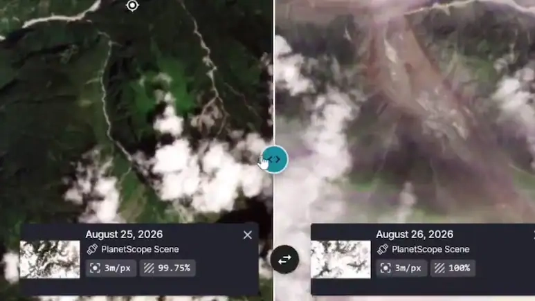 Satellite image of the landslide
