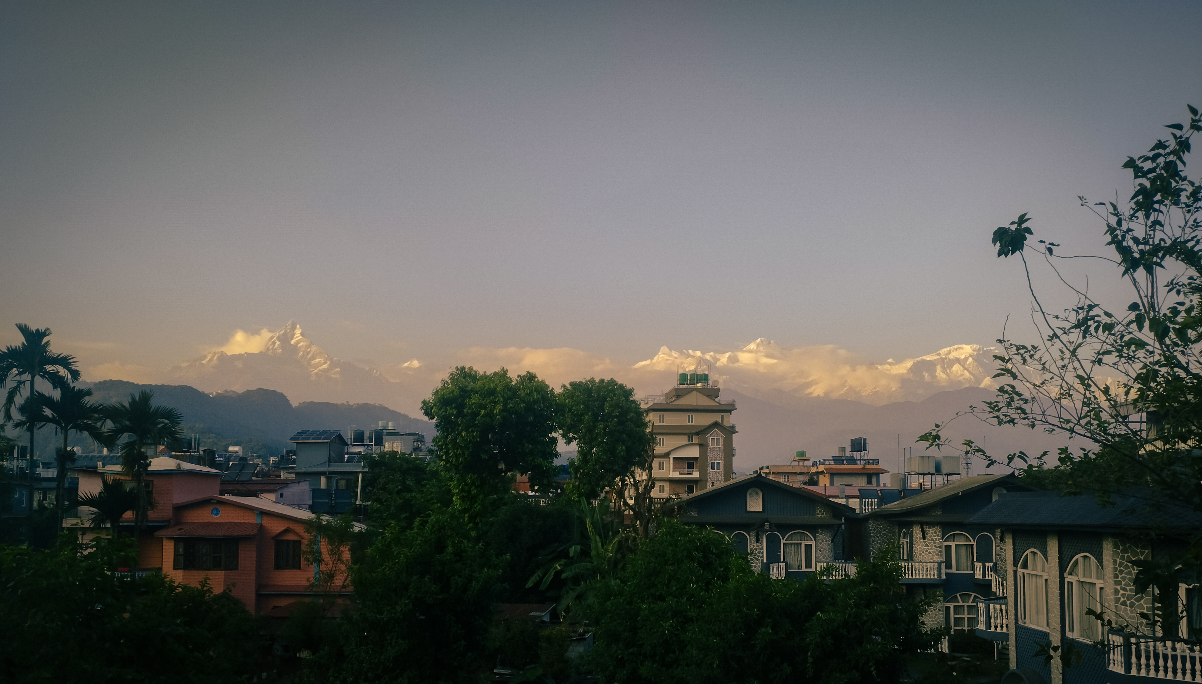 Annapurna and Machhapuchre from hotel in Pokhara